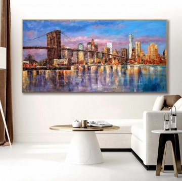 Paysage œuvres - New York Manhattan Brooklyn Bridge NYC Skyline 2 paysage urbain urbain